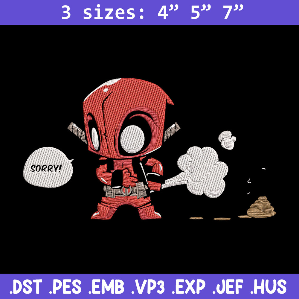 Deadpool chibi Embroidery Design, Deadpool Embroidery, Embroidery File, Anime Embroidery, Anime shirt, Digital download.jpg