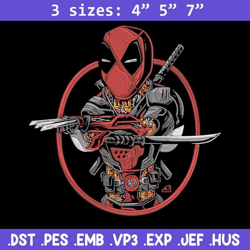 Deadpool circle Embroidery Design, Deadpool Embroidery, Embroidery File, Anime Embroidery, Anime shirt, Digital download.jpg