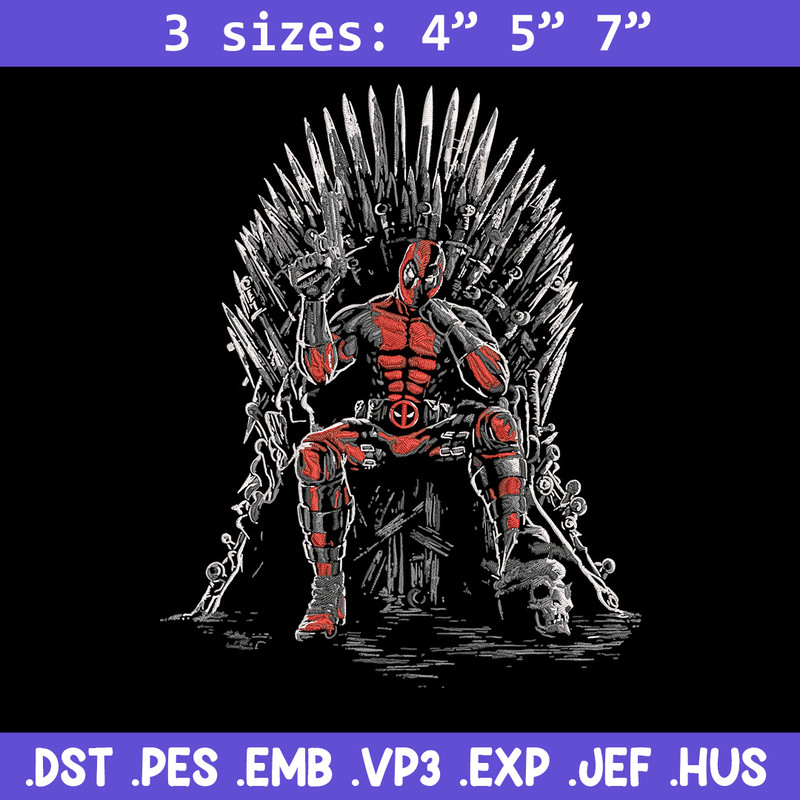 Deadpool king Embroidery Design, Deadpool Embroidery, Embroidery File, Anime Embroidery, Anime shirt, Digital download.jpg