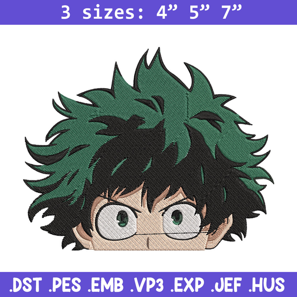 Deku face Embroidery Design, Mha Embroidery, Embroidery File, Anime Embroidery, Anime shirt, Digital download.jpg