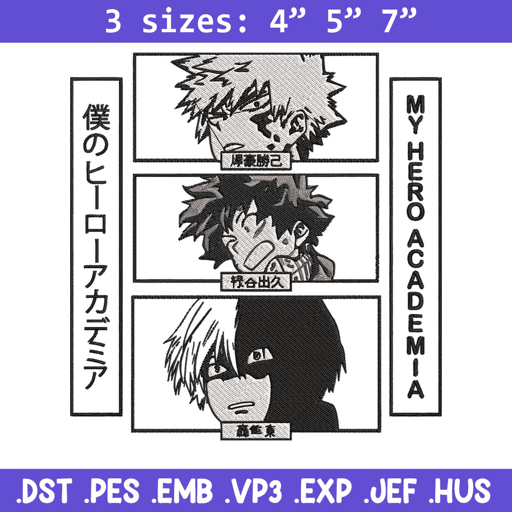 Deku friends Embroidery Design, Mha Embroidery, Embroidery File, Anime Embroidery, Anime shirt, Digital download..jpg