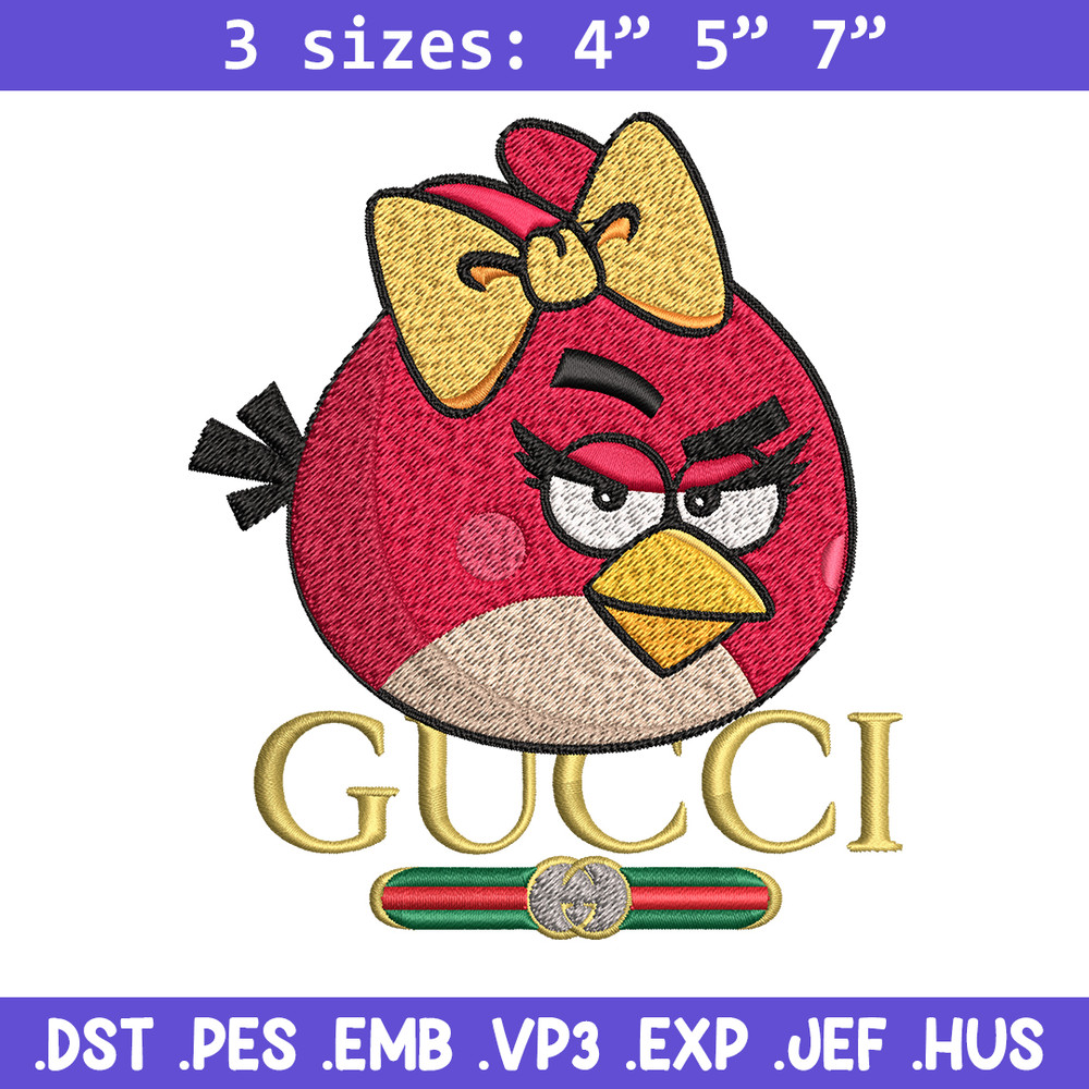 Girl Bird gucci Embroidery design, Angry Birds Embroidery, cartoon design, Embroidery File, logo shirt, Instant download.jpg