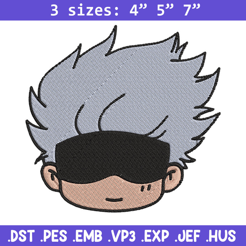 Gojo chibi Embroidery Design, Jujutsu Embroidery, Embroidery File, Anime Embroidery, Anime shirt, Digital download.jpg