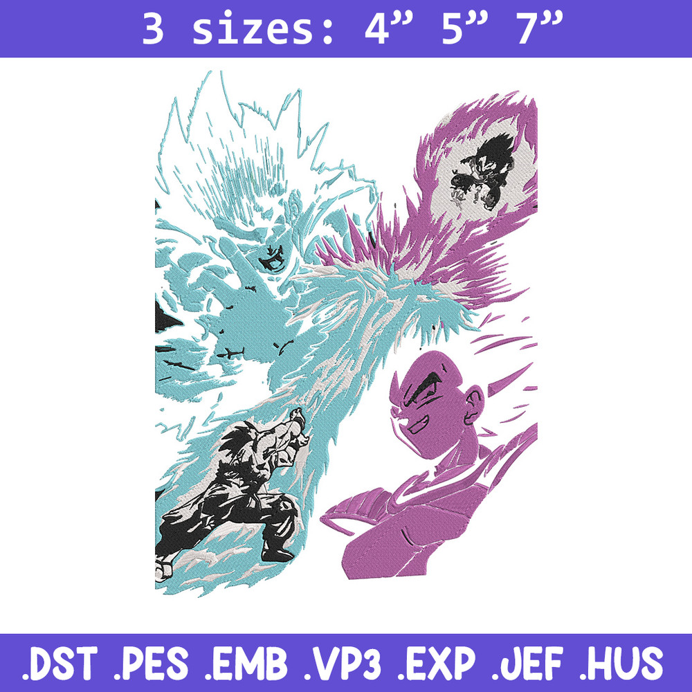 Goku vs Vegeta Embroidery Design, Dragonball Embroidery, Embroidery File, Anime Embroidery, Anime shirt,Digital download.jpg