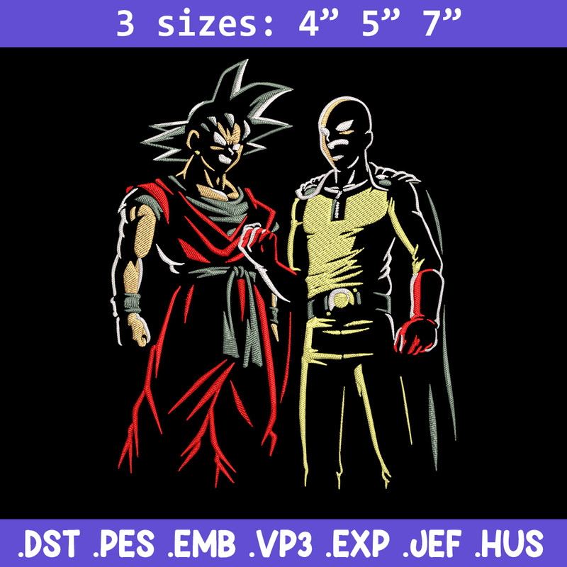 Goku x Saitama Embroidery Design, Dragonball Embroidery,Embroidery File, Anime Embroidery, Anime shirt, Digital download.jpg