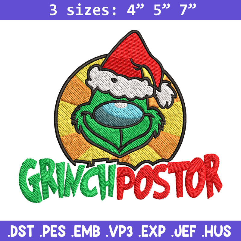 Grinch postor Christmas Embroidery design, Grinch christmas Embroidery, Grinch design, Embroidery file, Instant download.jpg