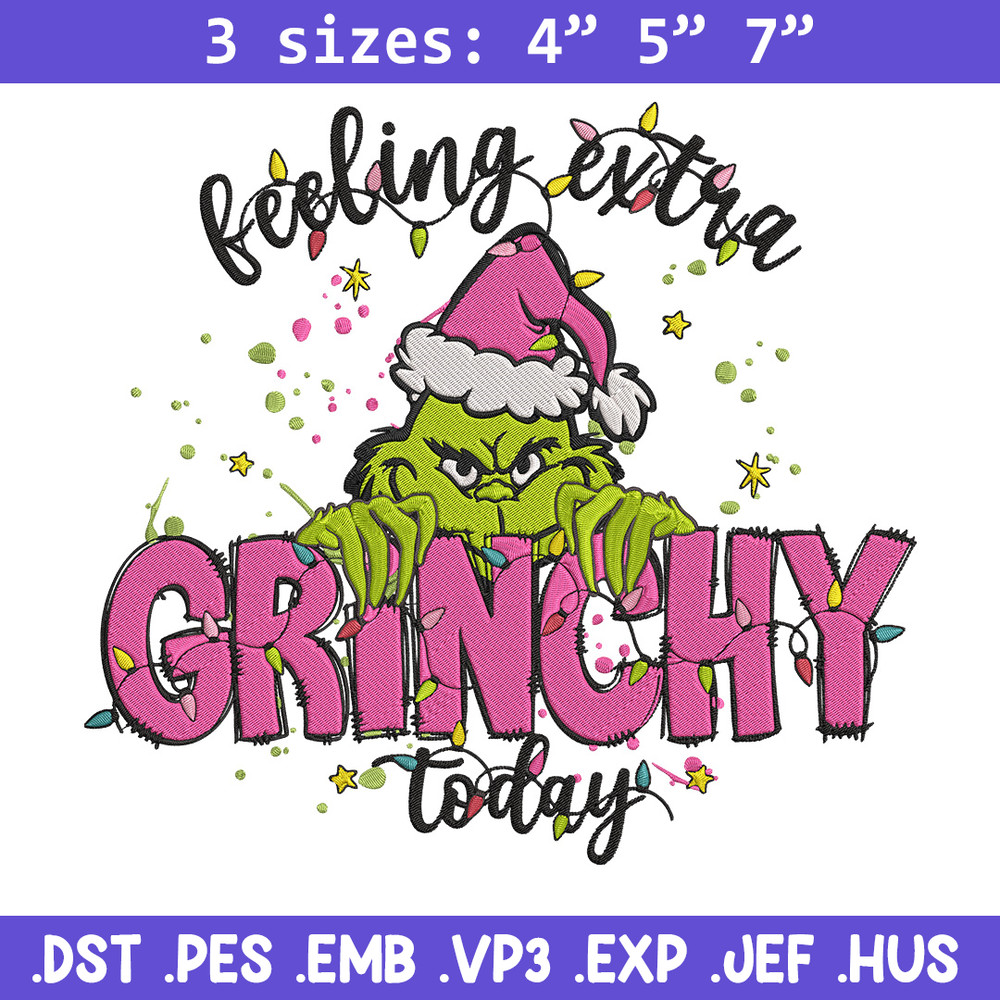 Grinchy today Embroidery Design, Grinch Embroidery, Embroidery File,Chrismas Embroidery, Anime shirt, Digital download.jpg