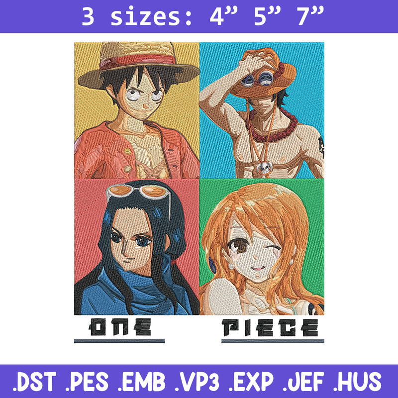 Luffy friends Embroidery Design, One piece Embroidery, Embroidery File, Anime Embroidery, Anime shirt, Digital download..jpg