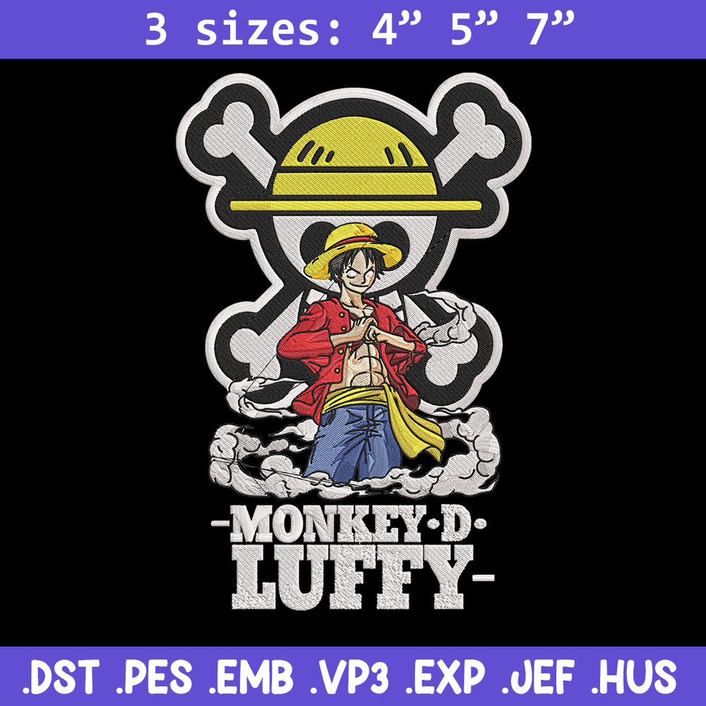 Luffy poster Embroidery Design, One piece Embroidery, Embroidery File, Anime Embroidery, Anime shirt, Digital download.jpg