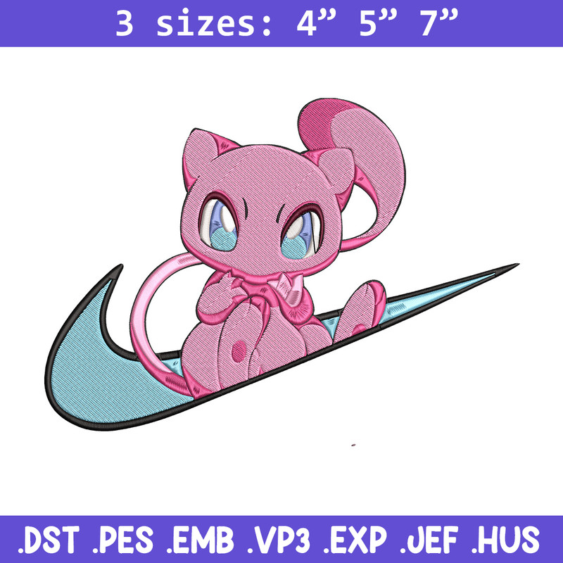 Mew x nike Embroidery Design, Pokemon Embroidery, Embroidery File, Nike Embroidery, Anime shirt, Digital download..jpg