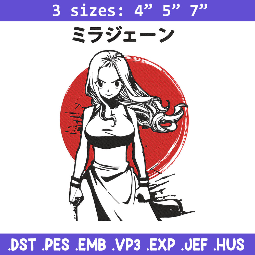 Mirajane Embroidery Design, Fairy Tail Embroidery, Embroidery File, Anime Embroidery, Anime shirt, Digital download.jpg
