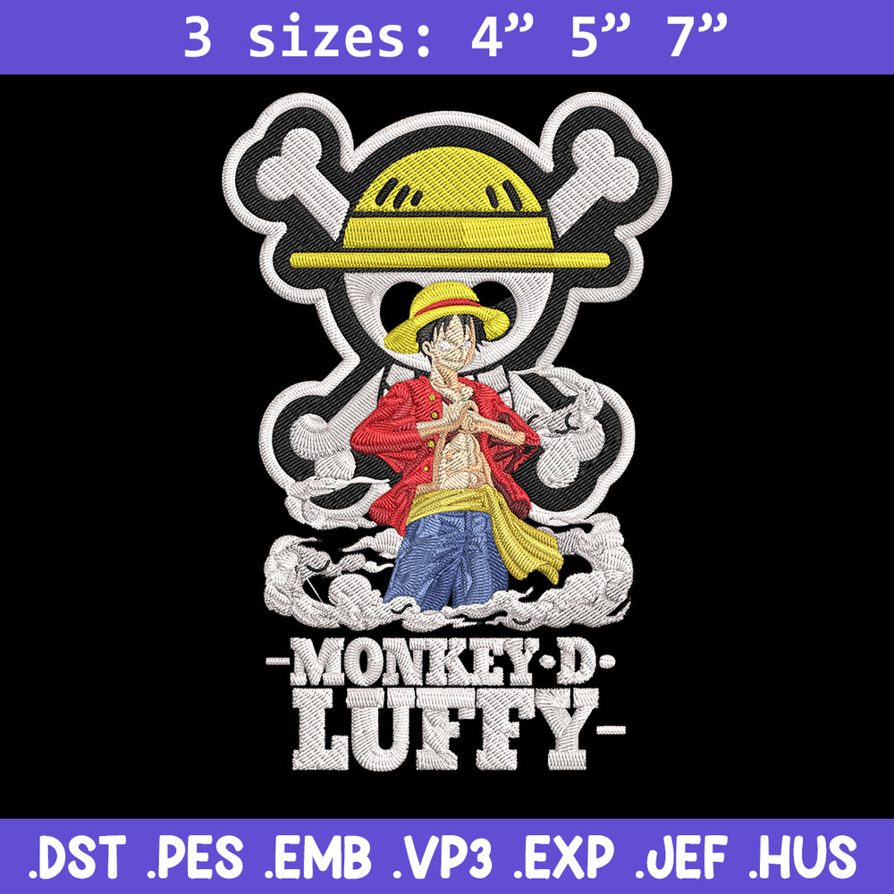 Monkey D Luffy Embroidery Design,One piece Embroidery, Embroidery File, Anime Embroidery, Anime shirt, Digital download.jpg