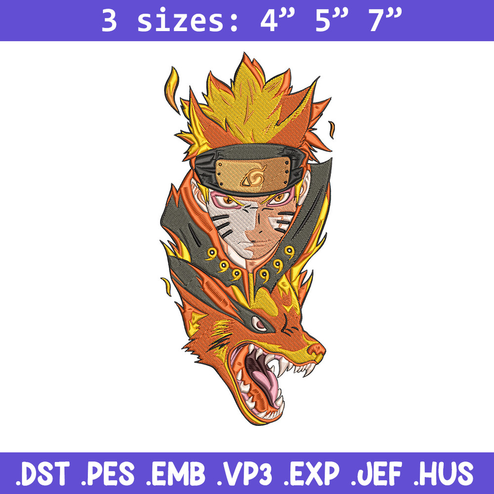 Naruto x kurama Embroidery Design, Naruto Embroidery, Embroidery File, Anime Embroidery, Anime shirt, Digital download.jpg