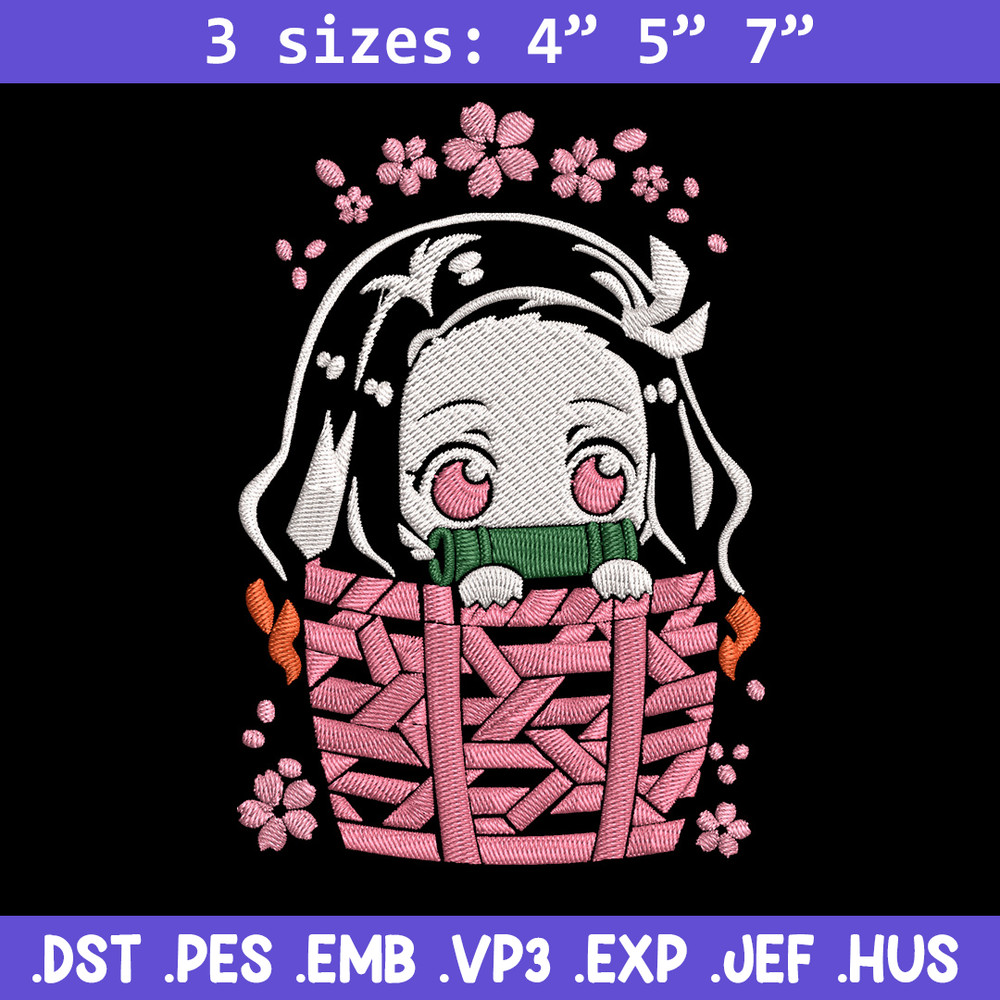Nezuko chibi cute Embroidery Design, Demon slayer Embroidery, Embroidery File, Anime Embroidery, Digital download.jpg