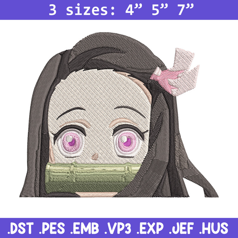 Nezuko Peeker Embroidery Design, Demon slayer Embroidery, Embroidery File, Anime Embroidery, Digital download.jpg