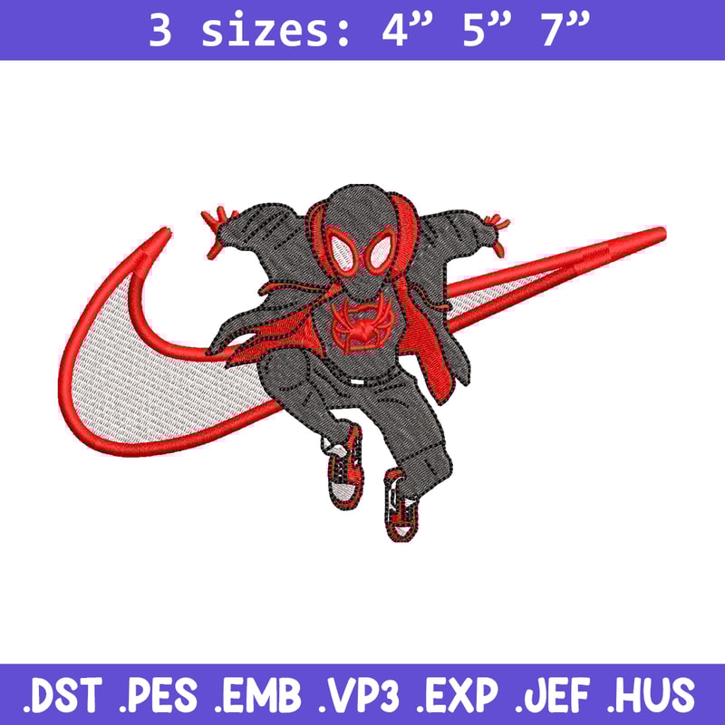 Nike Black Spiderman embroidery design, Black Spiderman embroidery, Nike design, movie design, Digital download.jpg