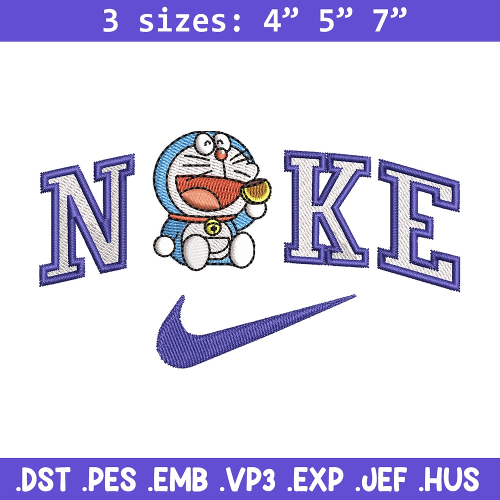 Nike doraemon embroidery design, Doraemon embroidery, Emb design, Embroidery shirt, Embroidery file, Digital download.jpg