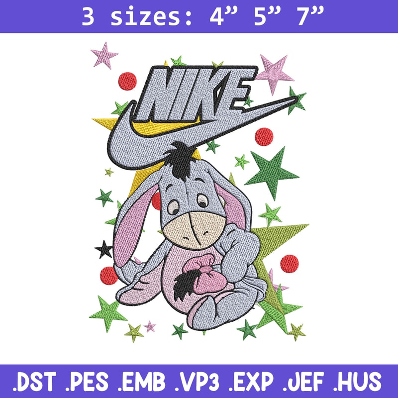 Nike Eeyore Embroidery Design, Pooh Embroidery, Embroidery File, Nike Embroidery, Anime shirt, Digital download..jpg