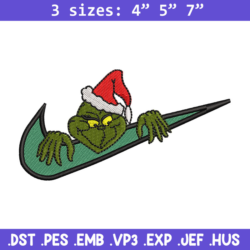 Nike x grinch embroidery design, Chrismas embroidery, Nike design, Embroidery shirt, Embroidery file,Digital download.jpg