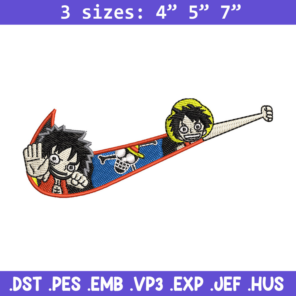 Nike x luffy embroidery design, One piece embroidery, Nike design, Embroidery shirt, Embroidery file, Digital download.jpg