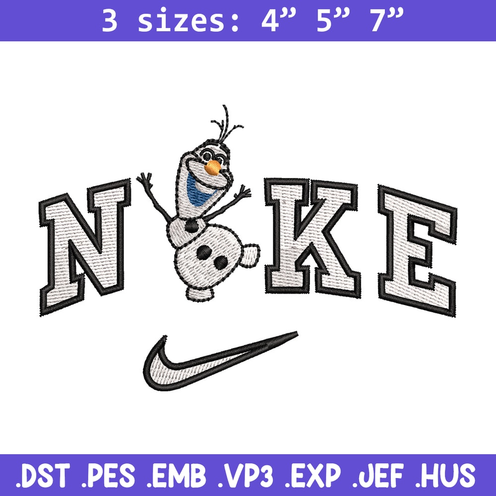 Nike x olaf embroidery design, Disney embroidery, Nike design, Embroidery shirt, Embroidery file, Digital download.jpg