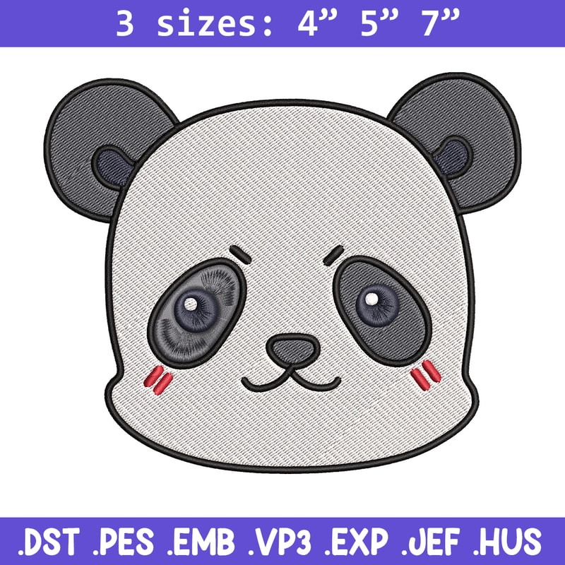 Panda face Embroidery Design, Jujutsu Embroidery, Embroidery File, Anime Embroidery, Anime shirt, Digital download.jpg