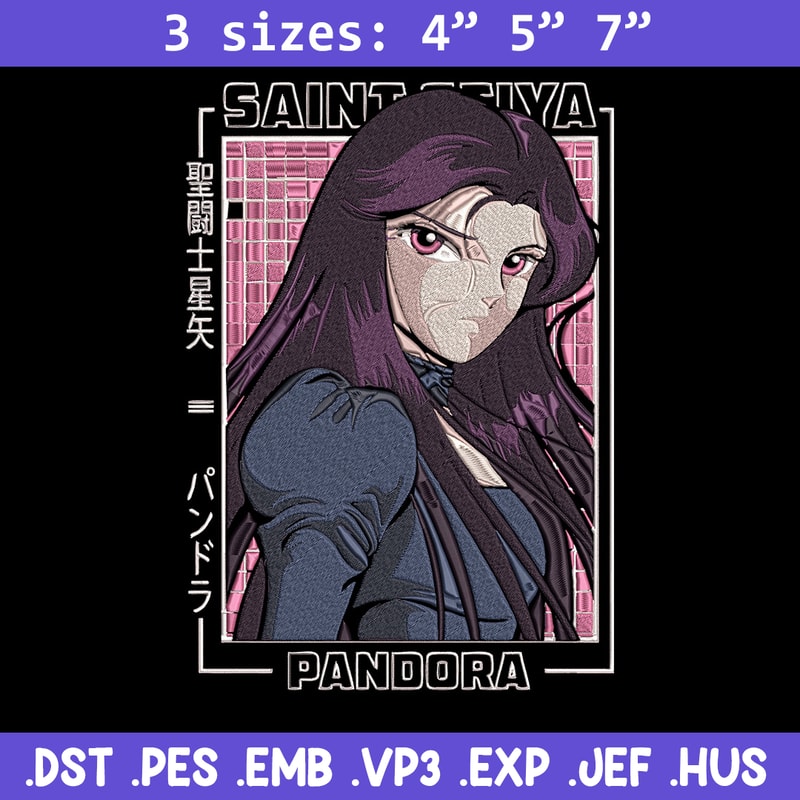 Pandora poster Embroidery Design, Saint Seiya Embroidery, Embroidery File, Anime Embroidery,Anime shirt,Digital download.jpg