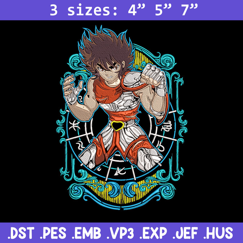 Pegasus Seiya Embroidery Design, Saint Seiya Embroidery, Embroidery File, Anime Embroidery, Anime shirt,Digital download.jpg