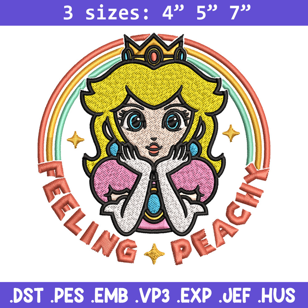 Princess Peach Feeling Peachy Embroidery design, Feeling Peachy Embroidery, Embroidery File, Digital download..jpg