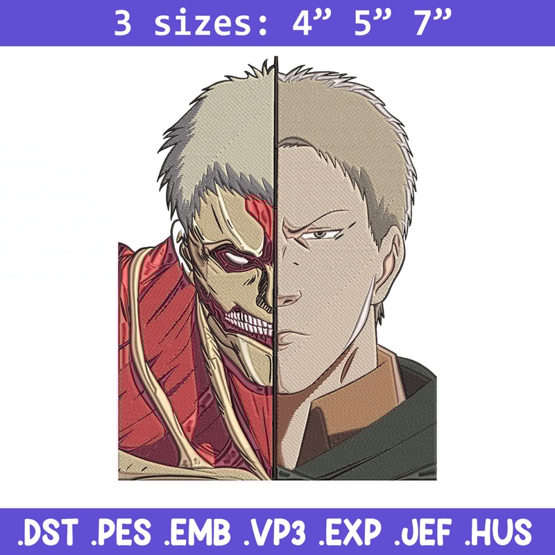 Reiner mode Embroidery Design, Aot Embroidery, Embroidery File, Anime Embroidery, Anime shirt, Digital download.jpg