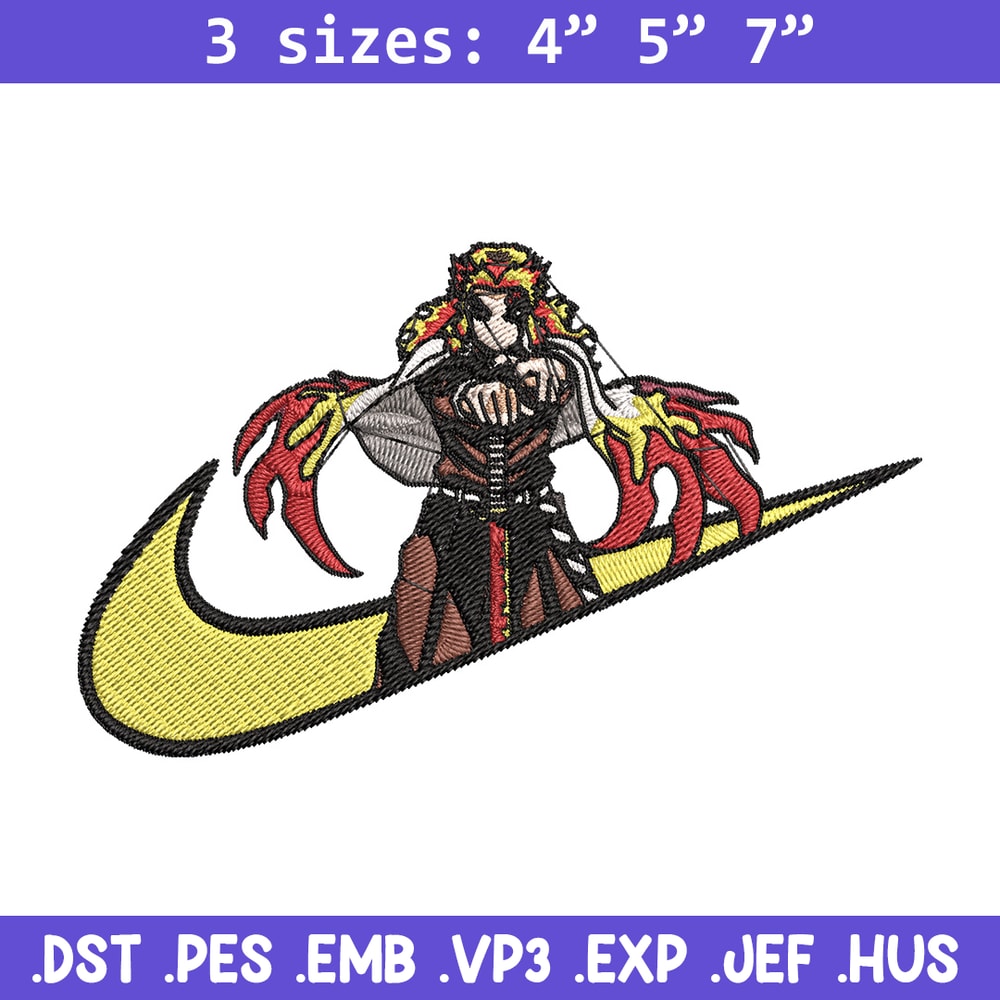 Rengoku nike Embroidery Design, Demon slayer Embroidery, Embroidery File, Nike Embroidery, Anime shirt, Digital download.jpg