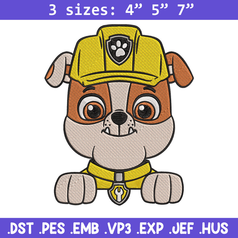 Rubble dog Embroidery Design, Paw patrol Embroidery, Embroidery File, Anime Embroidery, Anime shirt, Digital download..jpg