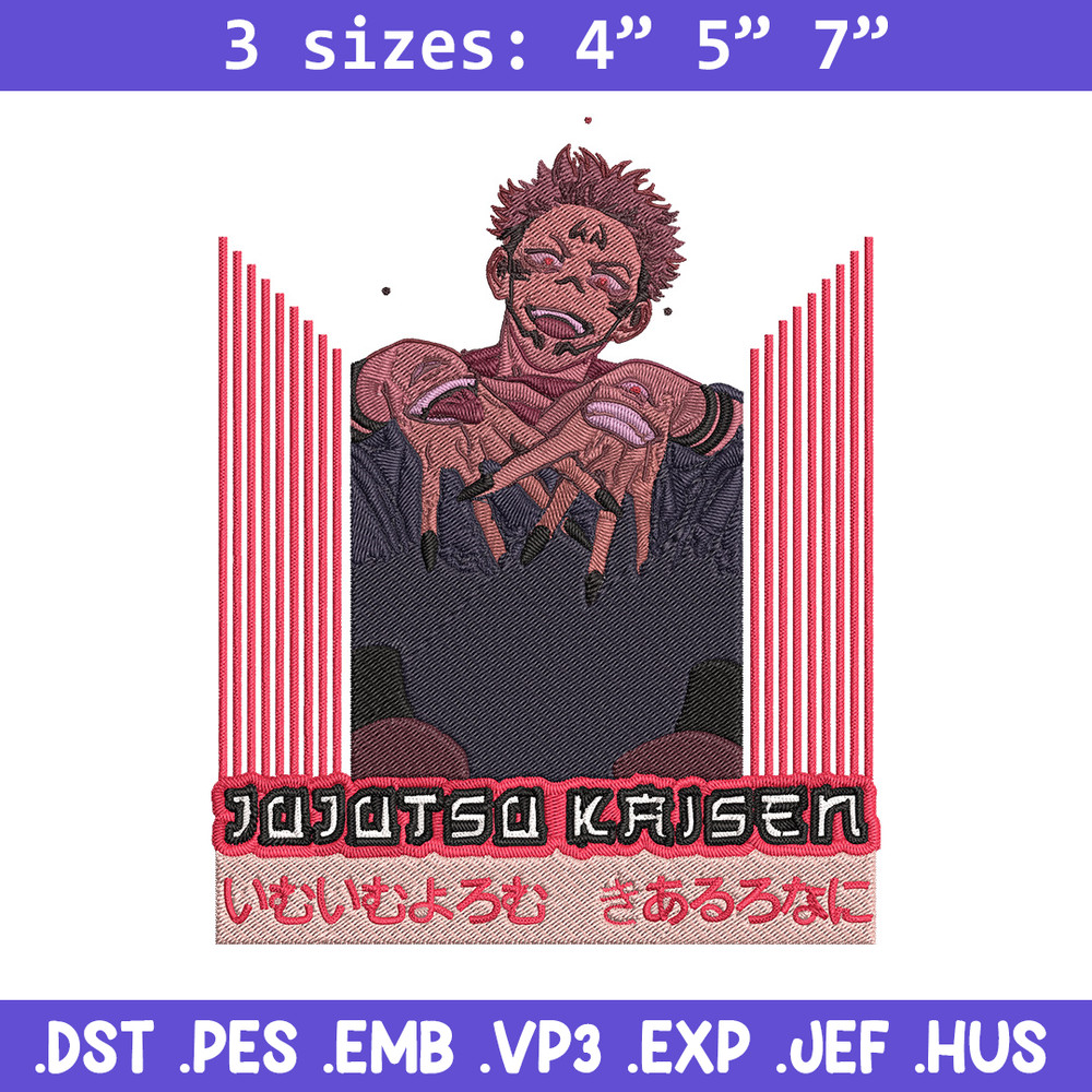 Ryomen Sukuna Embroidery Design, Jujutsu Embroidery, Embroidery File, Anime Embroidery, Anime shirt,Digital download.jpg