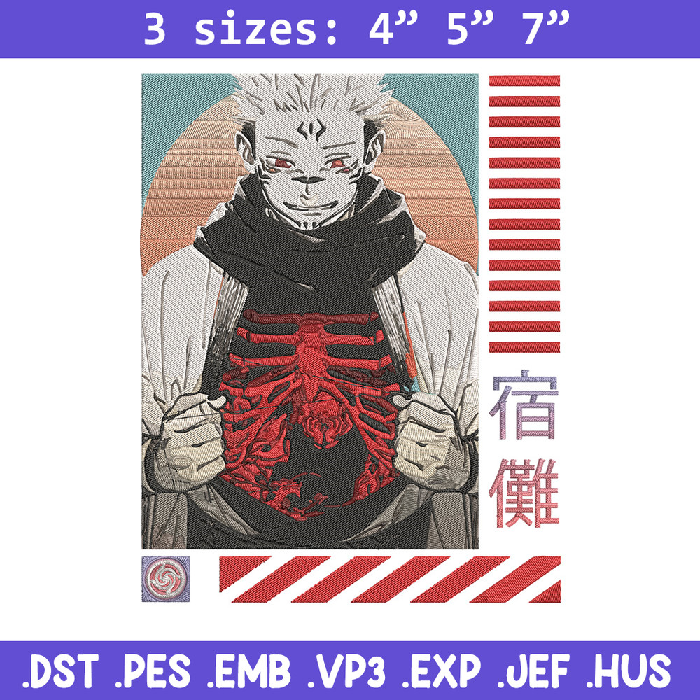 Ryomen Sukuna Embroidery Design, Jujutsu Embroidery, Embroidery File, Anime Embroidery,Anime shirt, Digital download.jpg