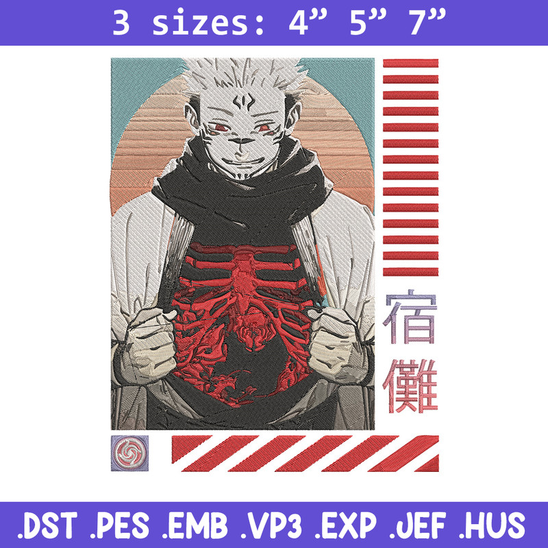 Ryomen Sukuna Embroidery Design, Jujutsu Embroidery, Embroidery File, Anime Embroidery,Anime shirt, Digital download.jpg