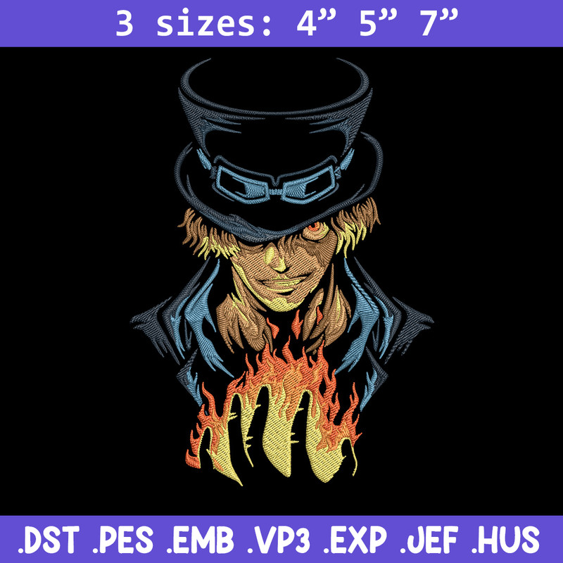 Sabo poster Embroidery Design,One piece Embroidery, Embroidery File, Anime Embroidery, Anime shirt, Digital download.jpg