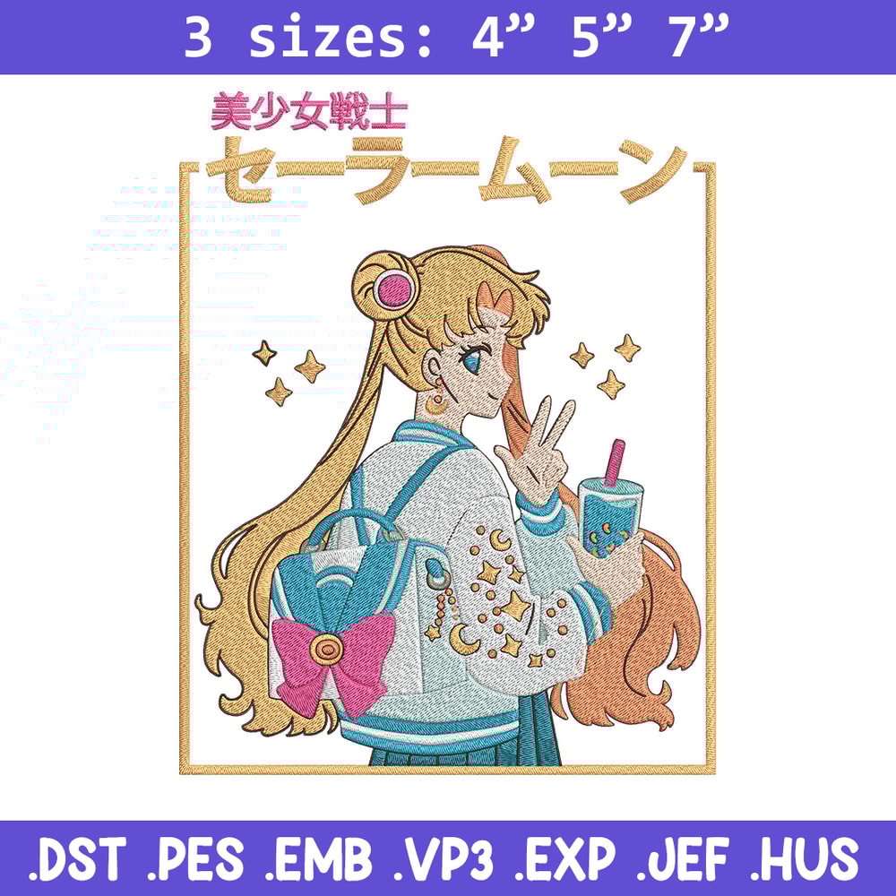 Sailor Moon Embroidery Design, Sailor Moon Embroidery, Embroidery File, Anime Embroidery, Anime shirt, Digital download.jpg