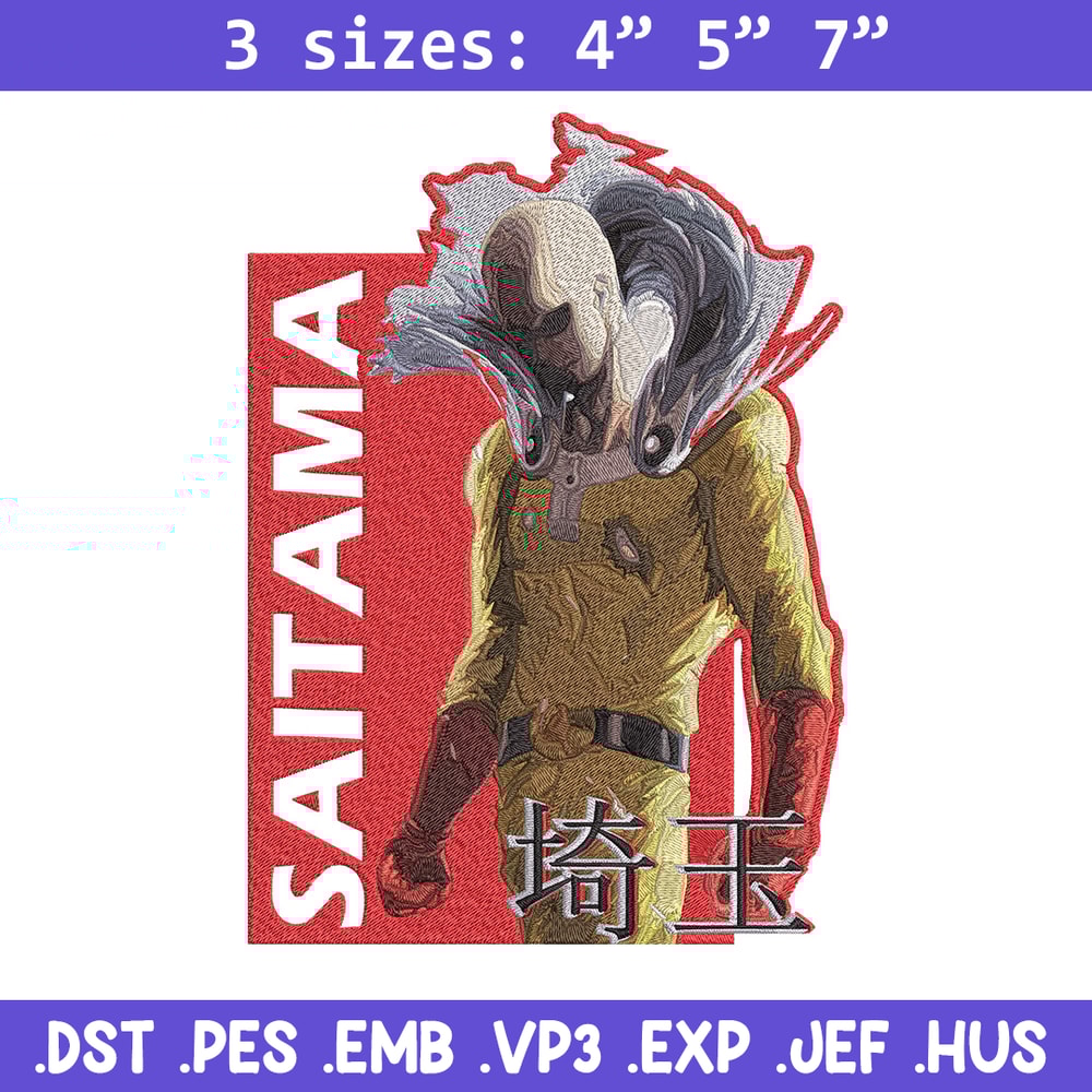 Saitama poster Embroidery Design, One punch man Embroidery, Embroidery File, Anime Embroidery, Anime shirt..jpg