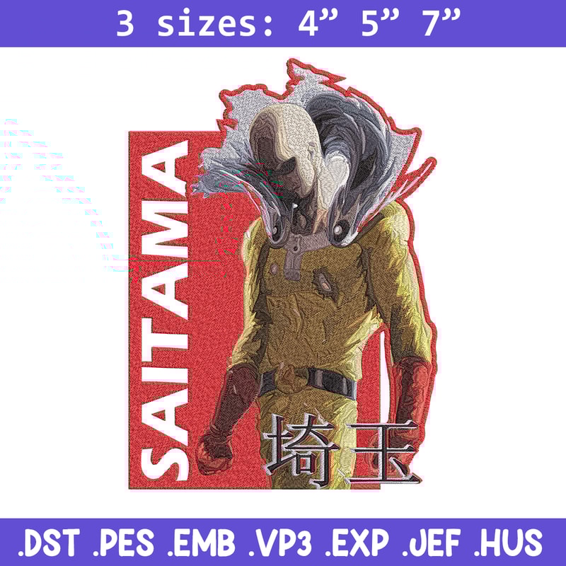 Saitama poster Embroidery Design, One punch man Embroidery, Embroidery File, Anime Embroidery, Anime shirt..jpg