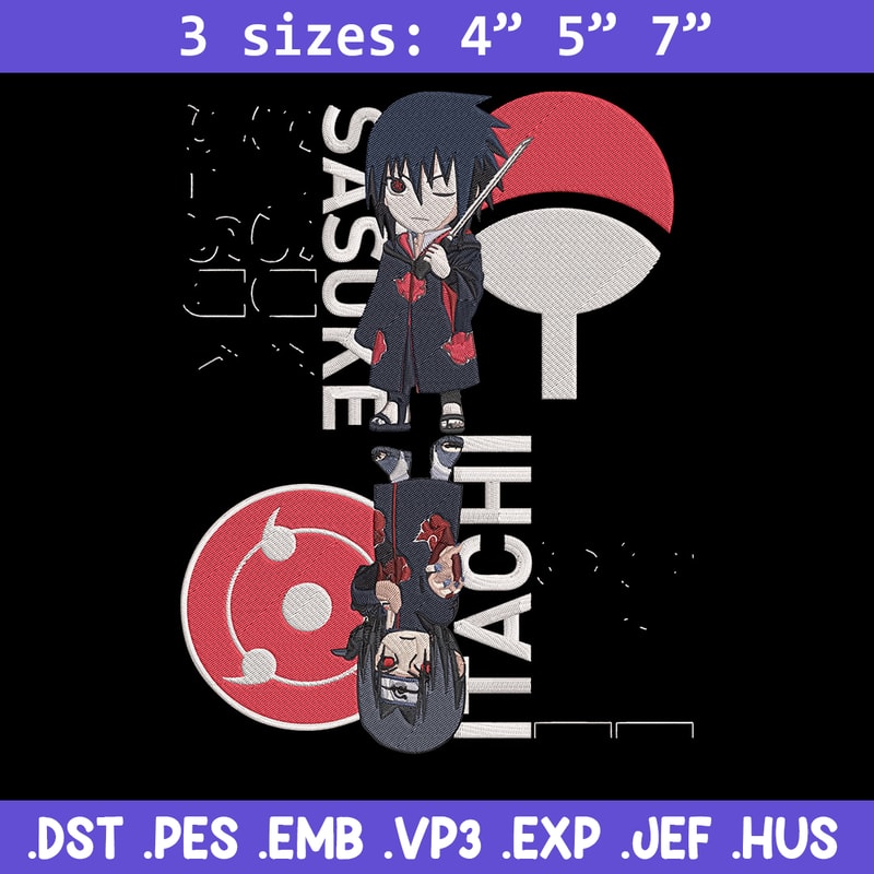 Sasuke x Itachi Embroidery Design, Naruto Embroidery, Embroidery File, Anime Embroidery, Anime shirt, Digital download.jpg
