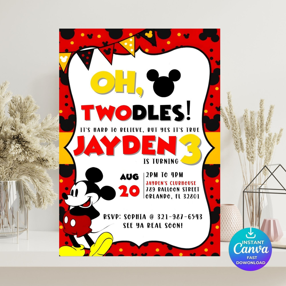 Mickey Mouse Birthday Invitation Mickey And His Friends Party Invite Editable Printable Template 0
