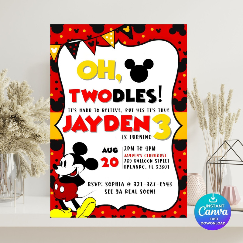 Mickey Mouse Birthday Invitation Mickey And His Friends Party Invite Editable Printable Template 0