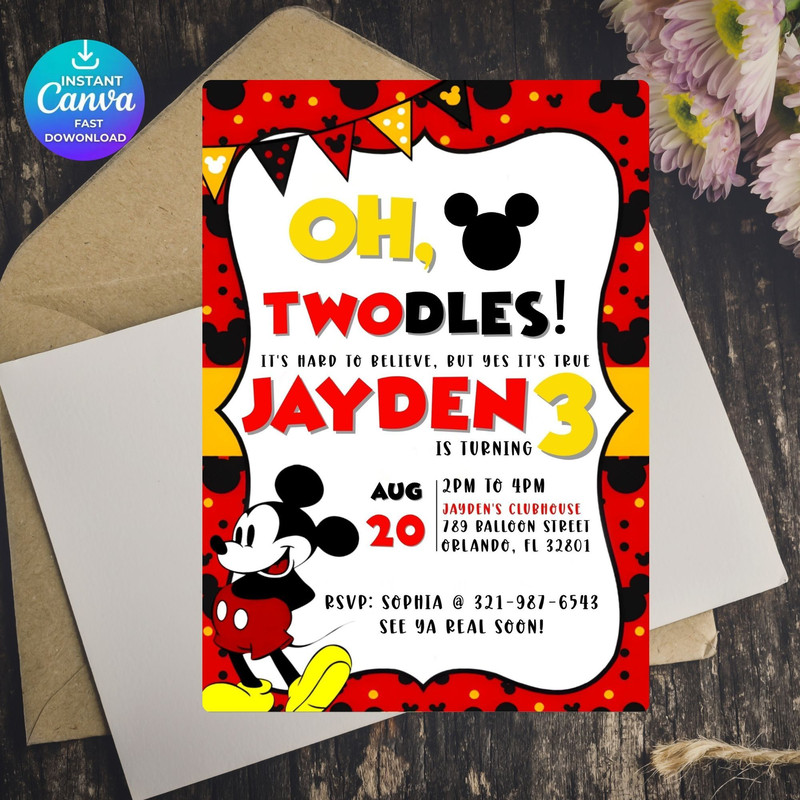 Mickey Mouse Birthday Invitation Mickey And His Friends Party Invite Editable Printable Template 4