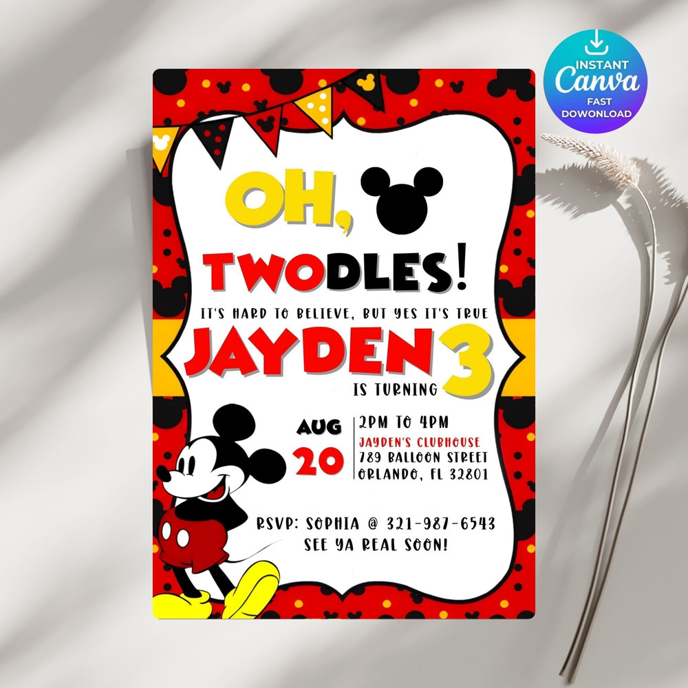 Mickey Mouse Birthday Invitation Mickey And His Friends Party Invite Editable Printable Template 5