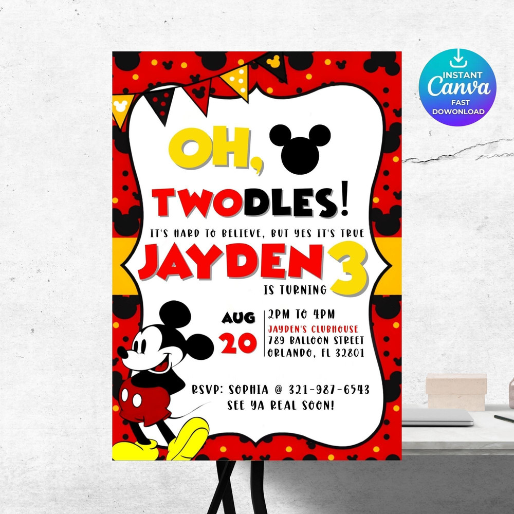 Mickey Mouse Birthday Invitation Mickey And His Friends Party Invite Editable Printable Template 6