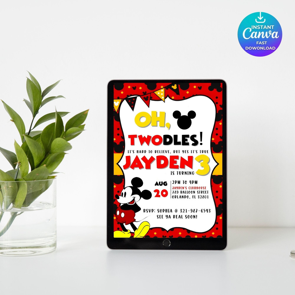 Mickey Mouse Birthday Invitation Mickey And His Friends Party Invite Editable Printable Template 7