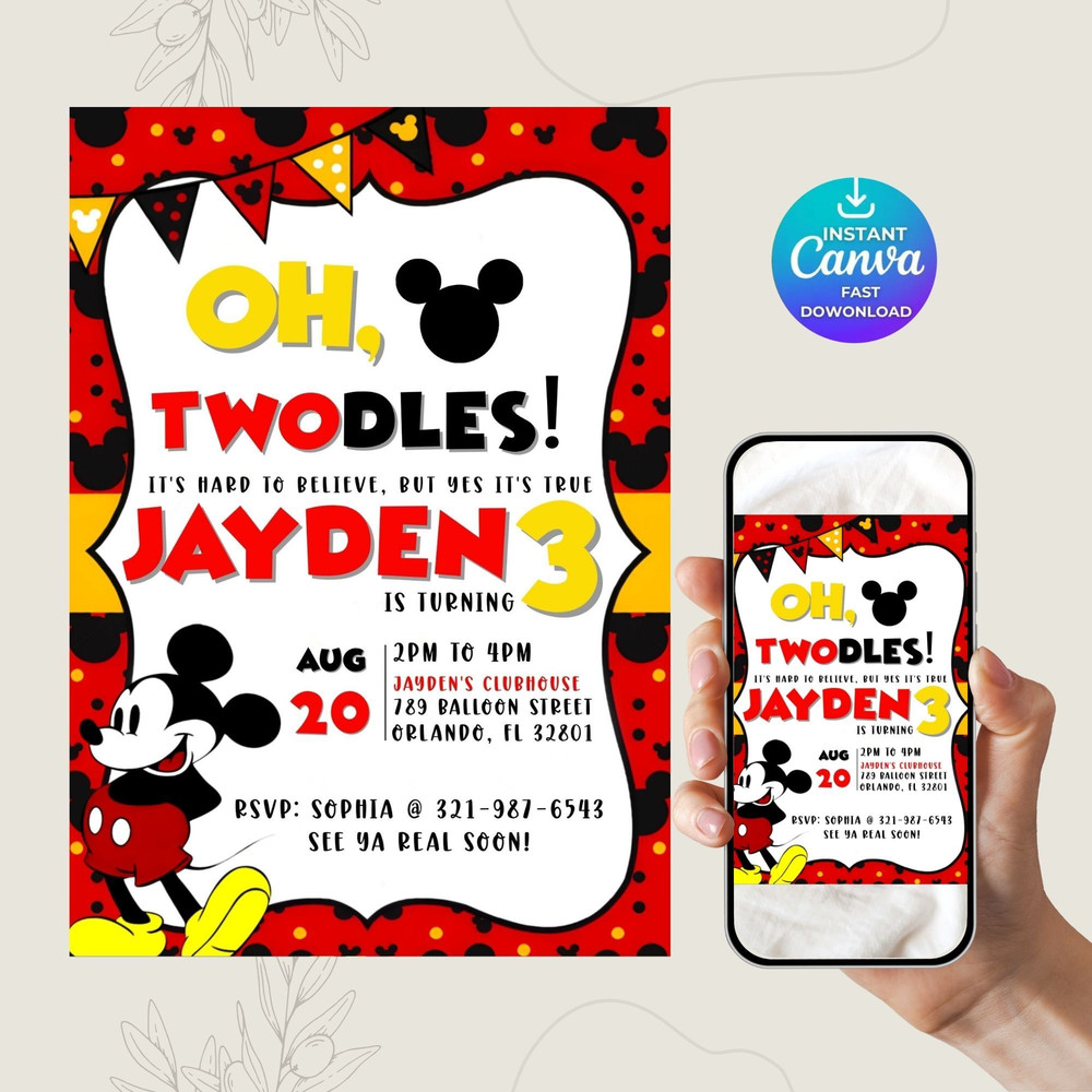 Mickey Mouse Birthday Invitation Mickey And His Friends Party Invite Editable Printable Template 8