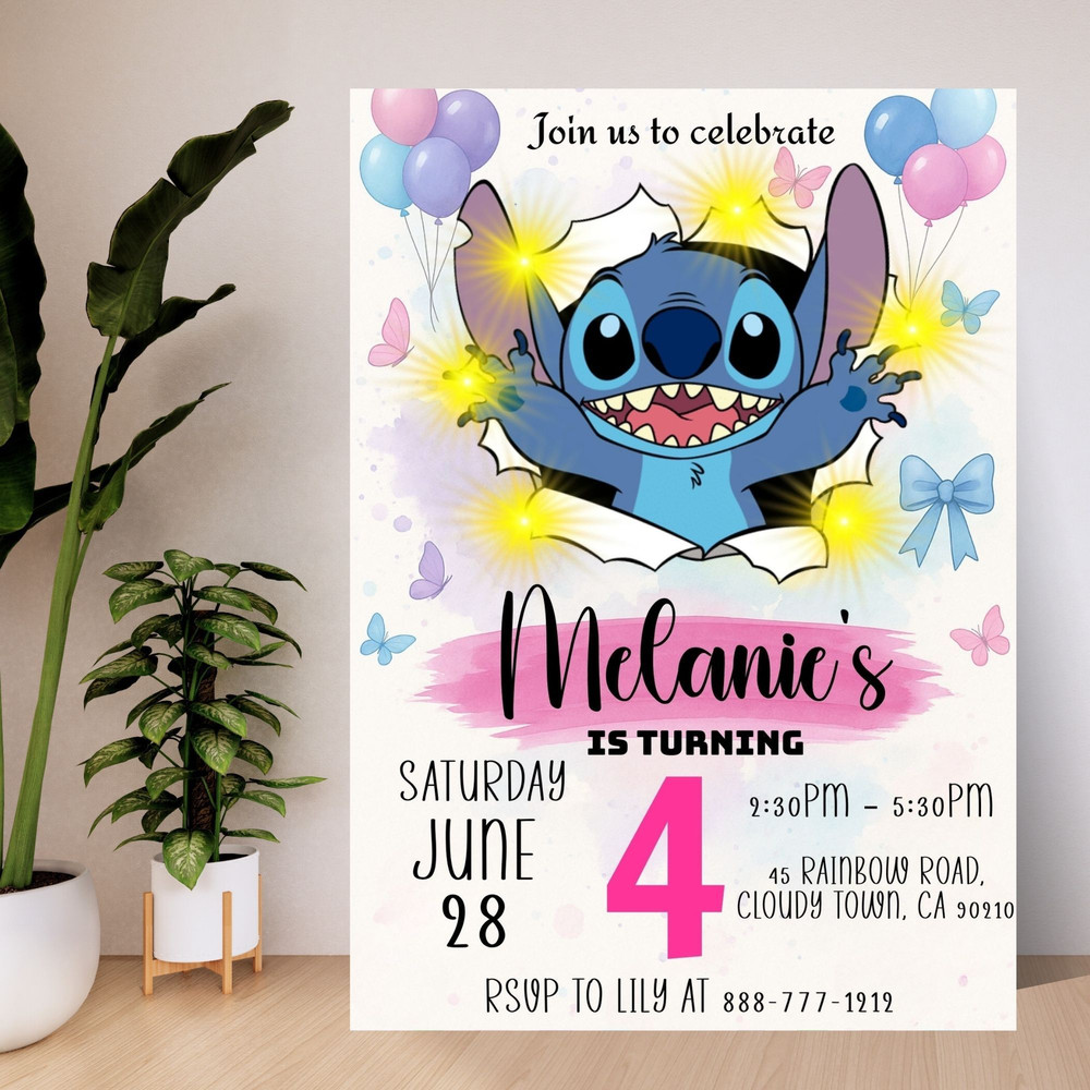 Editable Stitch Birthday Invitation Template Printable Birthday Party Invitations Digital Kids Part 2