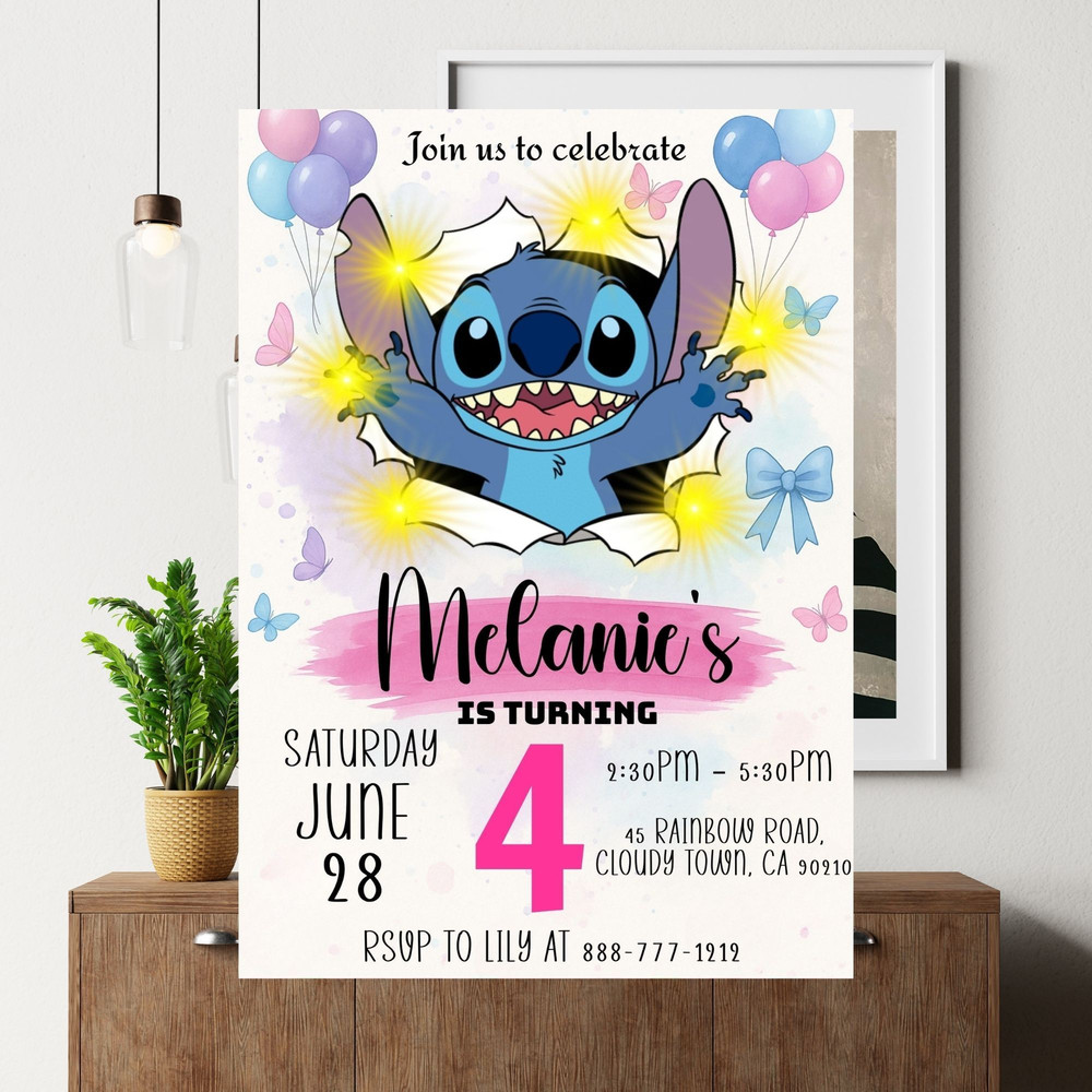 Editable Stitch Birthday Invitation Template Printable Birthday Party Invitations Digital Kids Part 0