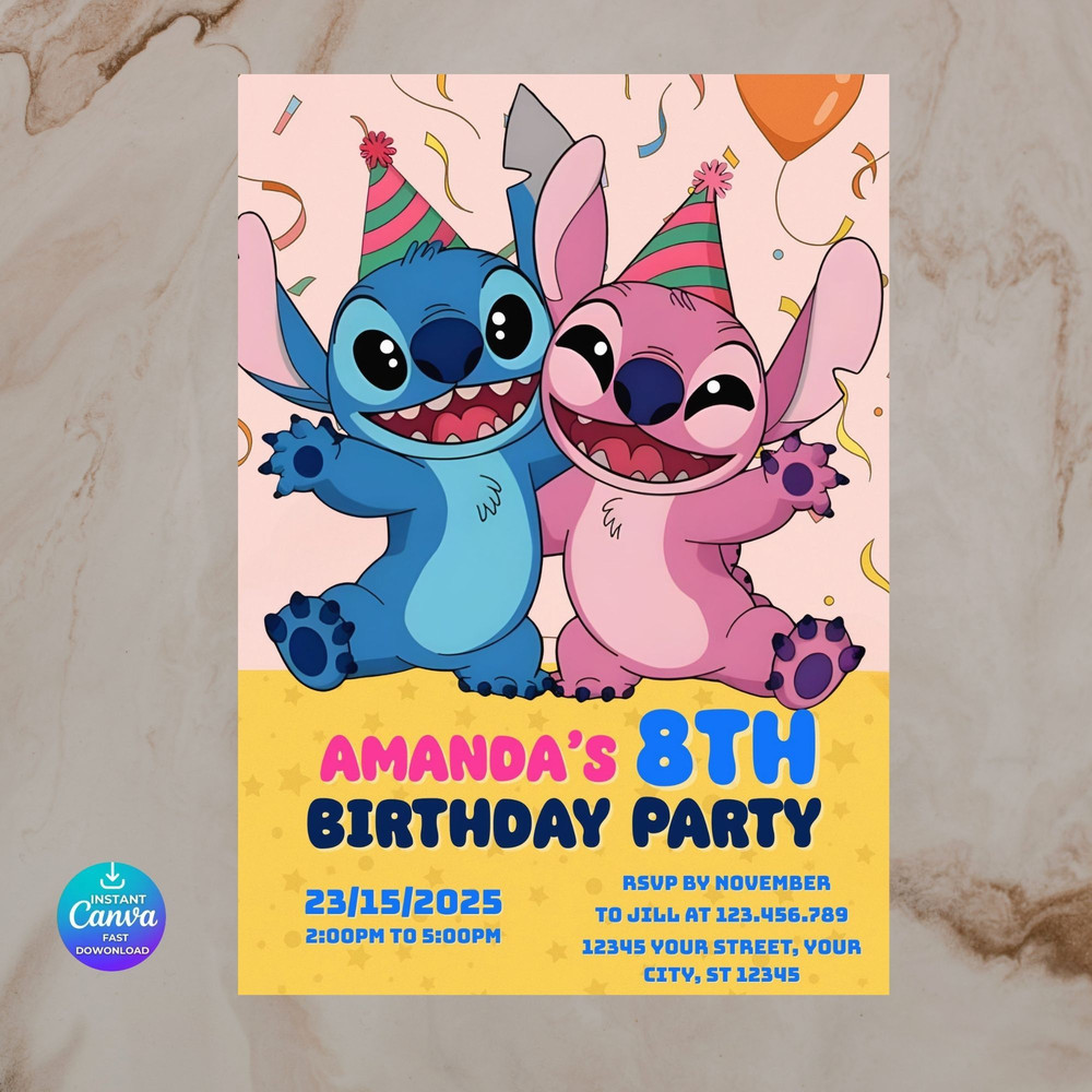 Stitch Birthday Invitation Template Kids Birthday Invite Stitch Invitation Stitch Party Mobile I 1